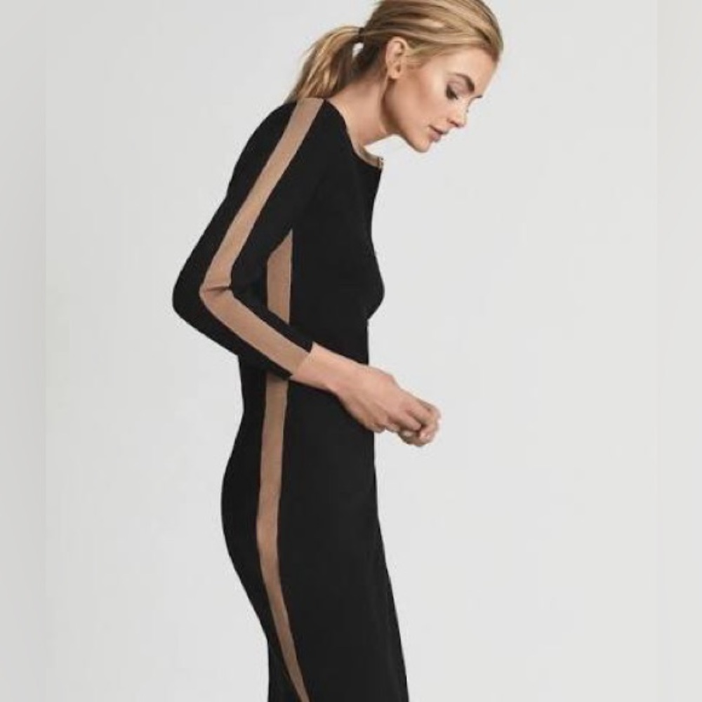 Reiss Black and Tan Rosanna Dress